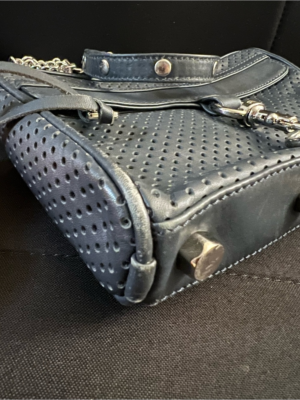 Rebecca Minkoff Perforated Leather Crossbody in Navy - Picture 6 of 6